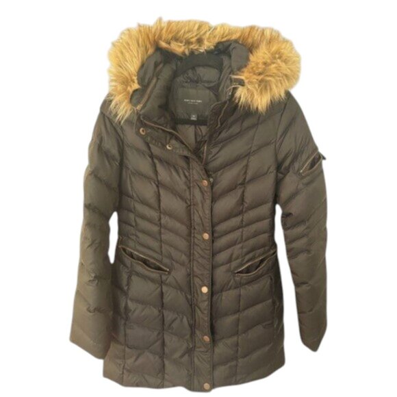 Marc New York Black Fur Trimmed Hood Puffy Coat Size XS - Picture 1 of 5
